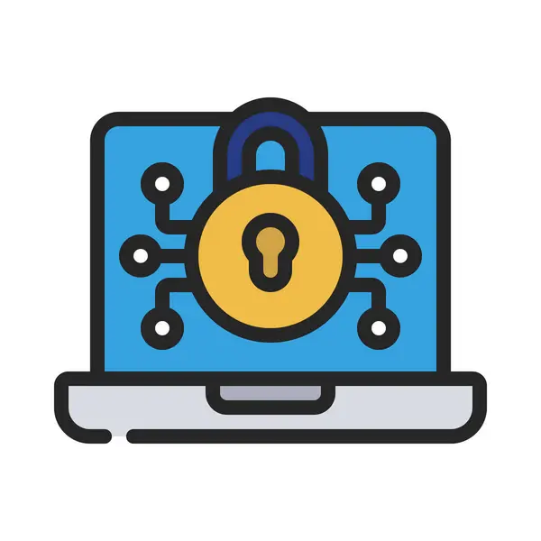 Icono Seguridad Cibernética Portátil Ilustración Vectorial — Archivo Imágenes Vectoriales