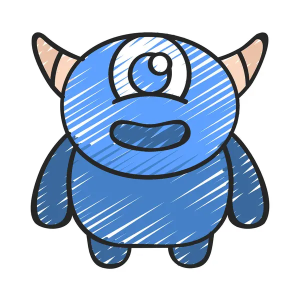 Beyaz arka planda boynuzları olan canavarın vektör çizimi  