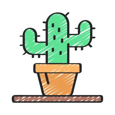 Masa Kaktüsü simgesi, vektör illüstrasyonu