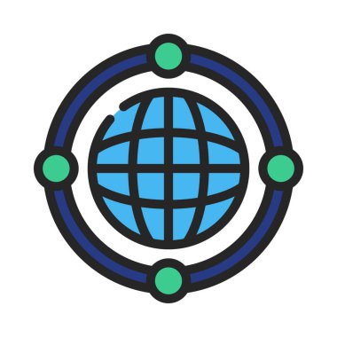 Bilgisayar ağı simgesi, vektör illüstrasyonu basit tasarım