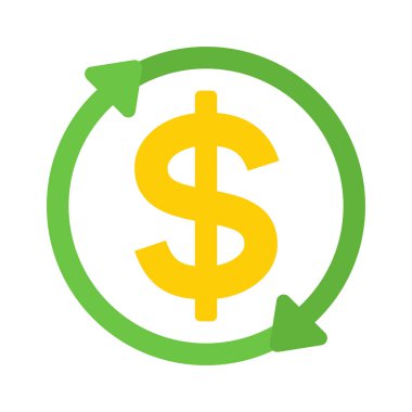  Para döngüsü simgesi beyaz arkaplanda izole edildi. vektör.