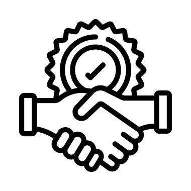 Onaylanmış tokalaşma. Web simgesi vektör illüstrasyonu