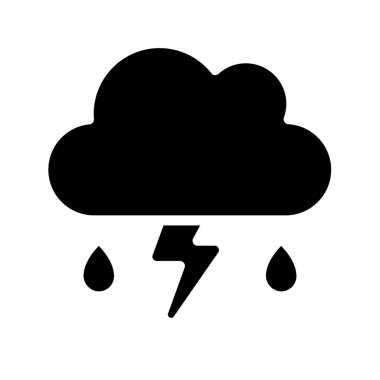 Şimşek Yağmuru Bulut Simgesi, Vektör İllüzyonu 