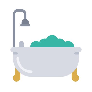 Küvet düz simgesi, vektör illüstrasyonu 