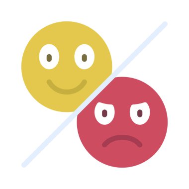Mutlu Vs Üzgün ikon vektör illüstrasyon tasarımı