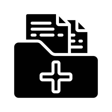 Tıbbi Dosyalar simgesi, vektör illüstrasyonu