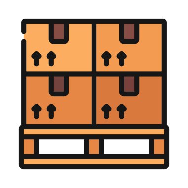 Parcels glifli palet düz simge, vektör illüstrasyonu                        