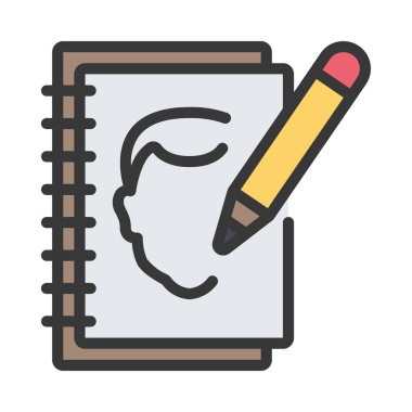 Polis Skeç Sanatçısı Web simgesi düz tasarım, vektör illüstrasyonu                      