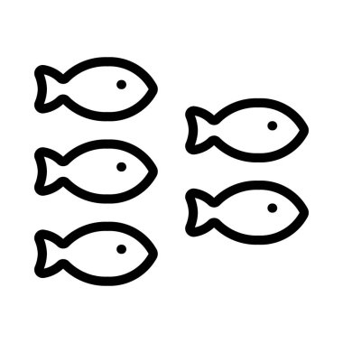 Balık Okulu yassı simgesi, vektör illüstrasyonu 