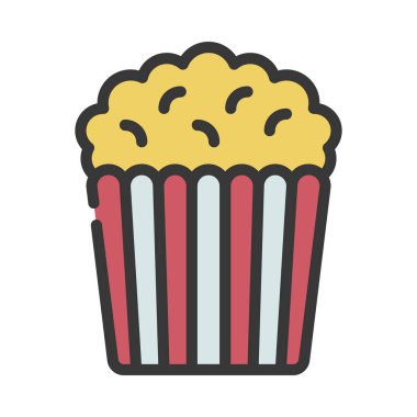 Beyaz arkaplanda patlamış mısır simgesi vektör çizimi            