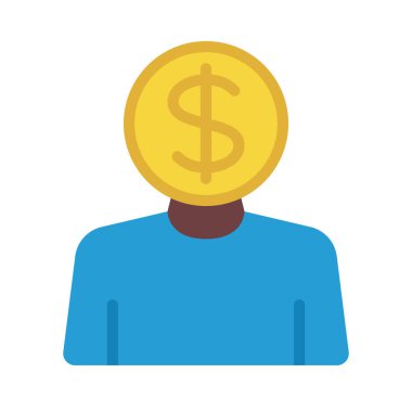 Müşteri düz simgesi, vektör illüstrasyonu ödeniyor 