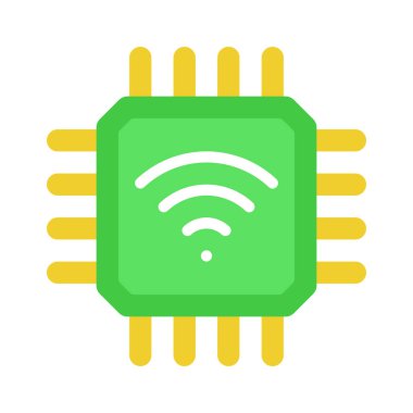 Wifi İşlemci Çipi Web simgesi, vektör illüstrasyonu
