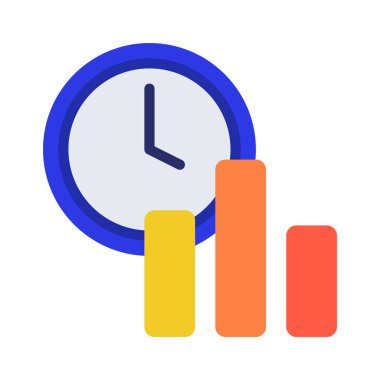 Saat simgesi ve vektör illüstrasyonlu işletme çubuğu şeması
