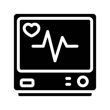 ECG Makine düz simgesi, vektör illüstrasyonu 