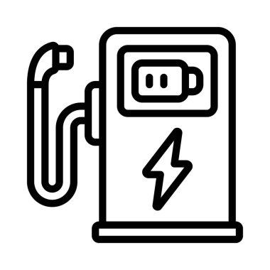 elektrik yükleme simgesi, dış hat vektörü. 