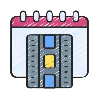 Film Salımı takvim tarihi simgesi, vektör illüstrasyonu 