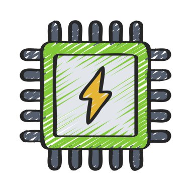 bilgisayar çipi simgesi, vektör illüstrasyonu 