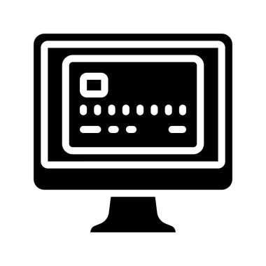 Bilgisayar Kredi simgesi, vektör illüstrasyonu 