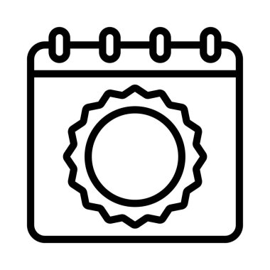 yaz takvimi simgesi, vektör illüstrasyonu 