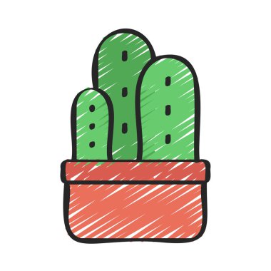 Üçlü kaktüs düz ikonu, vektör illüstrasyonu