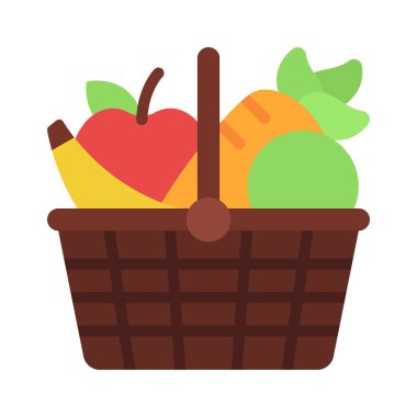 Sağlıklı Meyve Sepeti ikonu vektör illüstrasyon tasarımı
