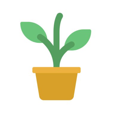 pot simgesinde, vektör çizim bitki