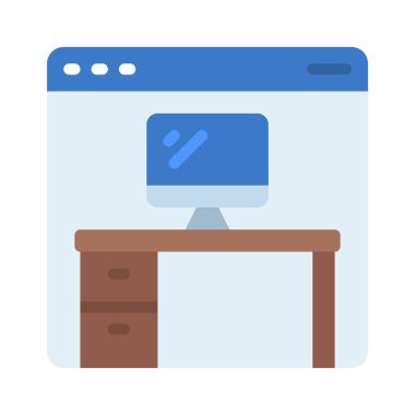 Çevrimiçi Çalışma Masası ikon vektör illüstrasyon tasarımı