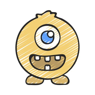 Beyaz arkaplanda tek gözlü canavarın vektör çizimi  