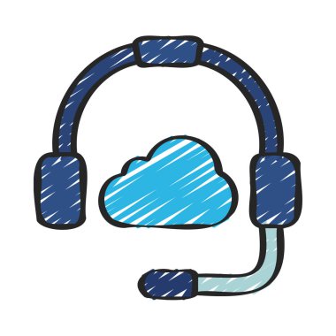 Bulut Desteği Simgesi, Vektör İllüstrasyonu
