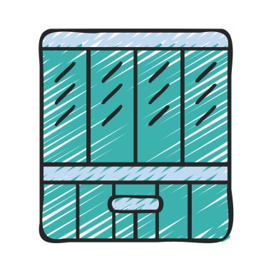  Bina simgesi. Anahat illüstrasyon vektör simgesi web için oluşturma