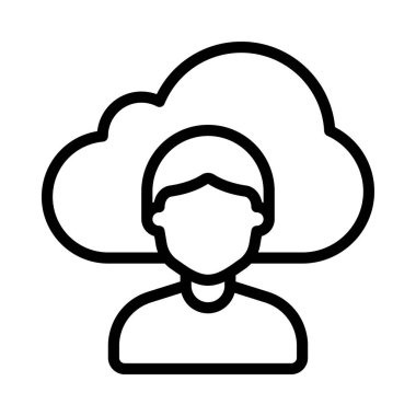 Bulut Erkek Kullanıcı Simgesi, Vektör İllüstrasyonu