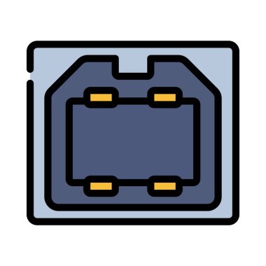 USB Tipi B simgesi, vektör illüstrasyonu basit tasarım