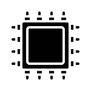 İşlemci Çipi web simgesi, vektör illüstrasyonu