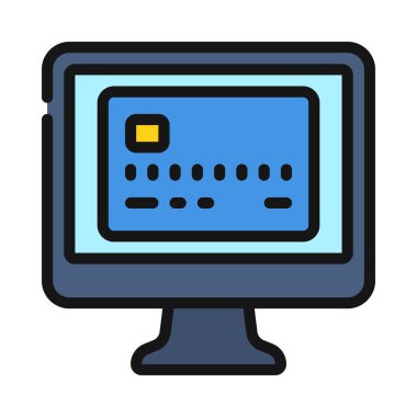 Bilgisayar Kredi simgesi, vektör illüstrasyonu 