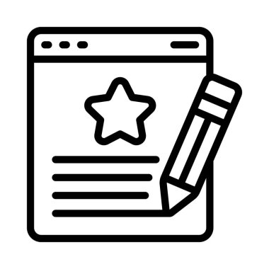 Yıldızlı müşteri gözden geçirme simgesi, vektör illüstrasyonu basit tasarım