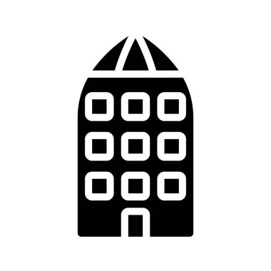  Bina simgesi. Anahat illüstrasyon vektör simgesi web için oluşturma