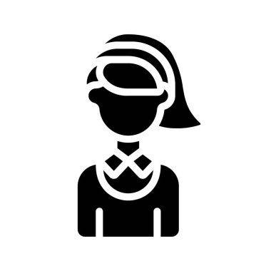 Kadın web simgesi düz tasarım, vektör illüstrasyonu