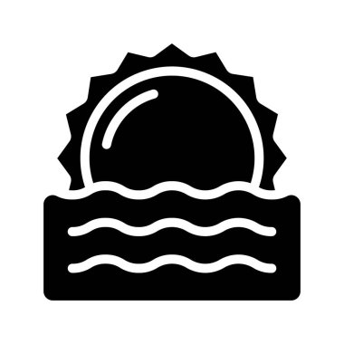 Sunrise Ocean web simgesi vektör illüstrasyonu