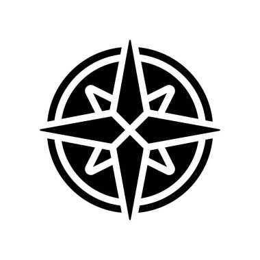 Beyaz arka plan üzerinde pusula simgesini vektör çizim