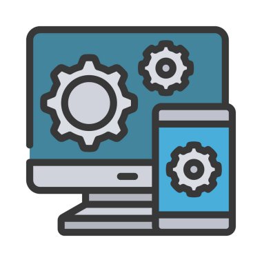 Bilgisayardan Taşınabilir Geliştirme simgesi, vektör illüstrasyonu  