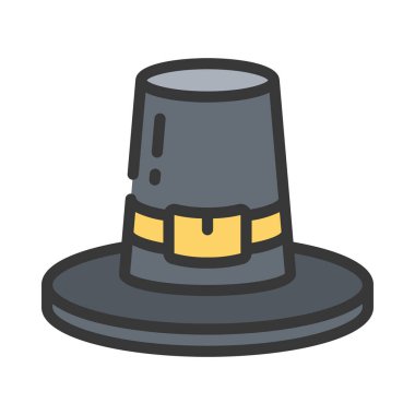 Pilgrim Şapka web simgesi vektör illüstrasyonu