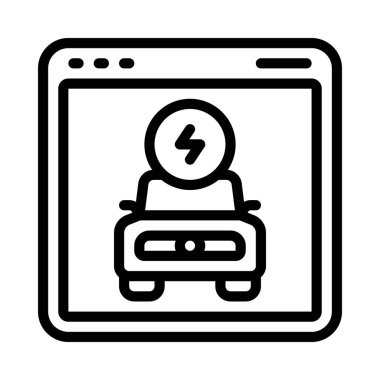 Beyaz arkaplanda elektrikli araba web sitesi simgesi