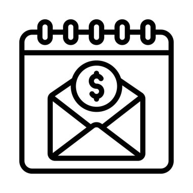 Maaş çeki takvim tarihi simgesi, vektör illüstrasyonu 