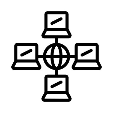 Beyaz arkaplanda dizüstü bilgisayar Ağı simgesi