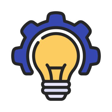 Vites simgesi ve vektör illüstrasyonlu fikir ampulü