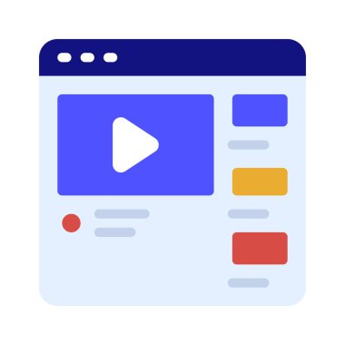 Vlog Web Sitesi simgesi, vektör illüstrasyonu