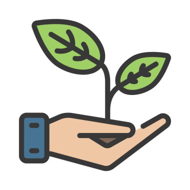 Eldeki Doğa ikon vektör illüstrasyon tasarımı