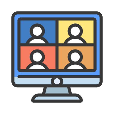 Grup Çağrısı düz simgesi, vektör illüstrasyonu 