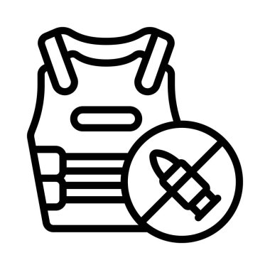 Kurşun geçirmez yelek düz simgesi, vektör illüstrasyonu 