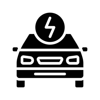 Beyaz arkaplanda elektrikli araba simgesi